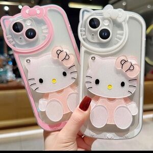 Hello Kitty Mini Mirror IPhone Phone Case For IPhone 11 IPhone 12 Pink/White